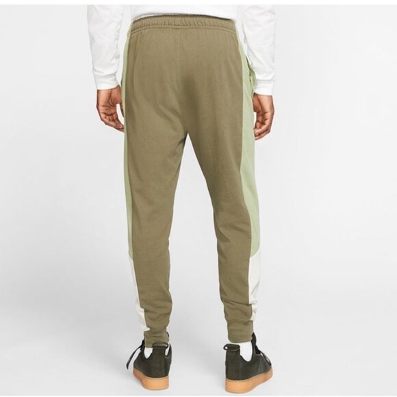 Nike Mens Jogger Sweatpants Olive Green Colorblock Side Panels Cotton M - Picture 4 of 8